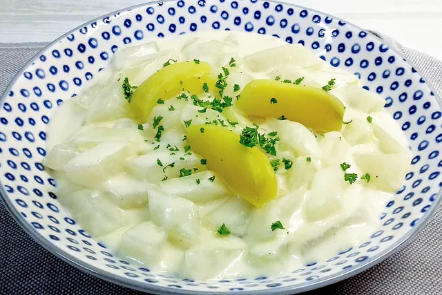 Kohlrabigemüse in weißer Soße