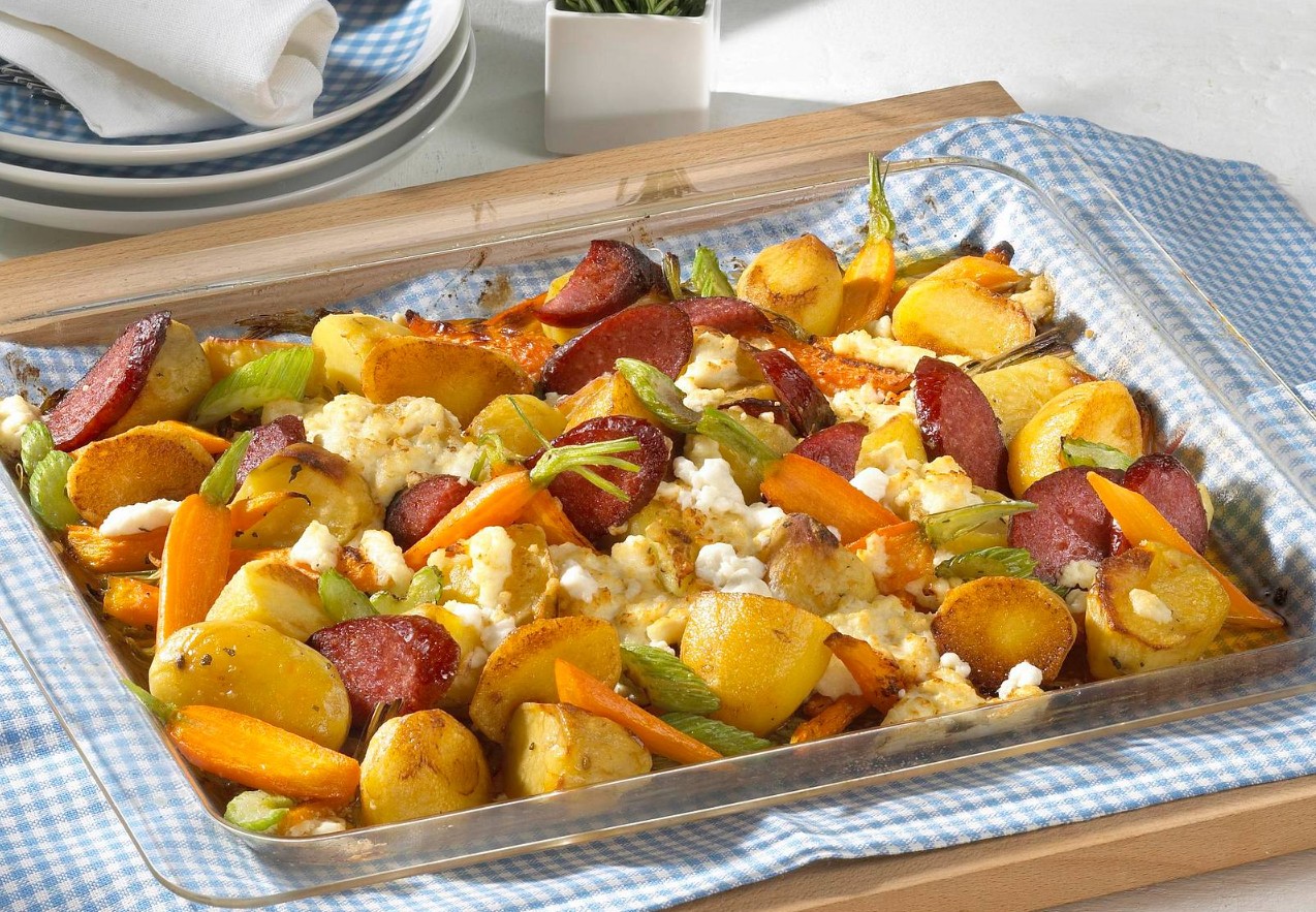 Feta-Kartoffel-Kabanos aus dem Ofen
