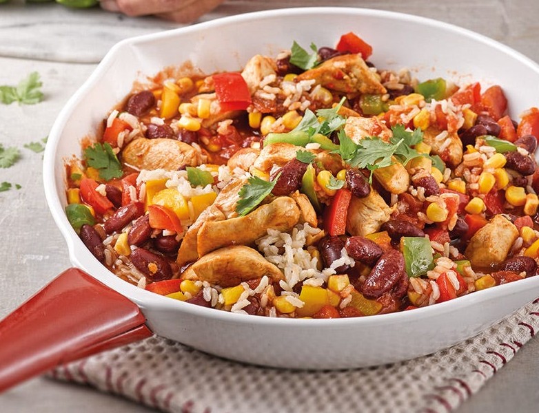 Schnelle Mexiko Chicken Reis Pfanne