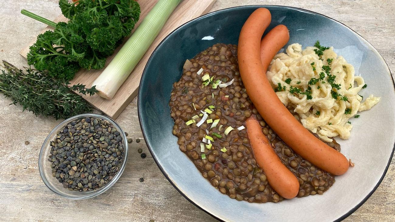 Linsen mit Spätzle